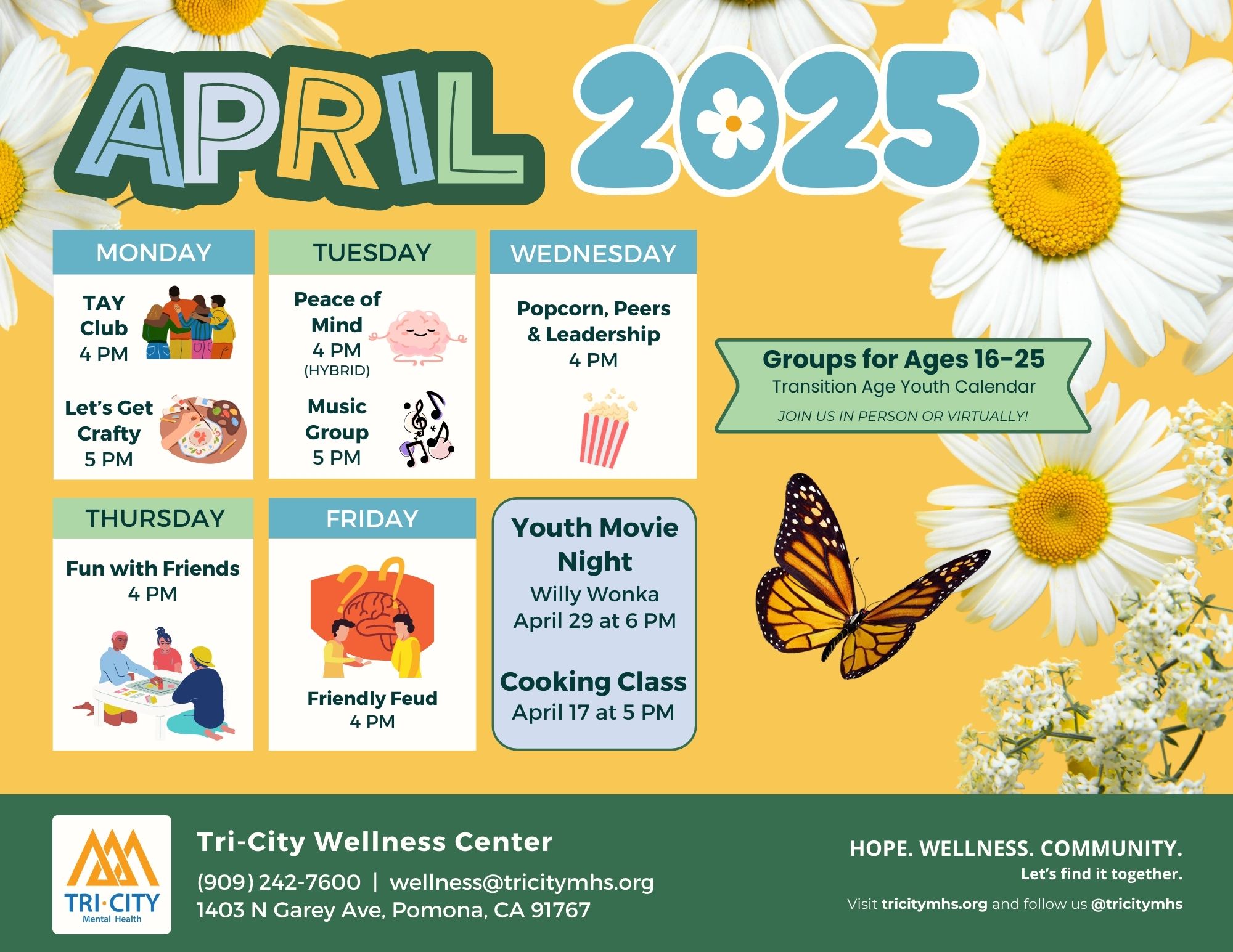 Download the TAY Group Calendar in PDF format
